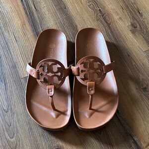 Tory Burch Tan Slide Sandals